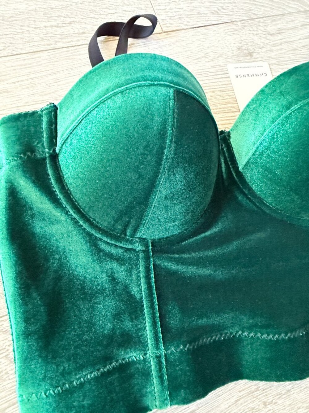 Commense Green Velvet Bustier Corset Crop Top Size Small NWT - Picture 3 of 9